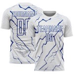 White Royal Jersey Sublimation Uniform Lightning Custom Sports Soccer White Royal Jersey Sublimation Uniform Lightning Custom Sports Soccer
